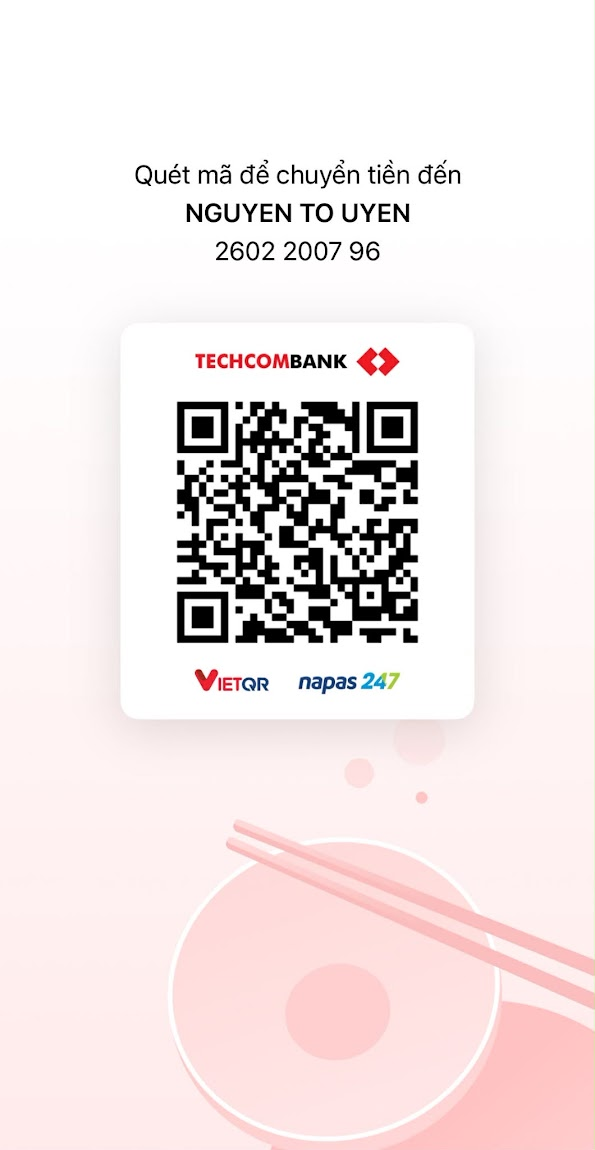 Mã VietQR gốc Techcombank của Nguyễn Tố Uyên, số tài khoản 2602200796